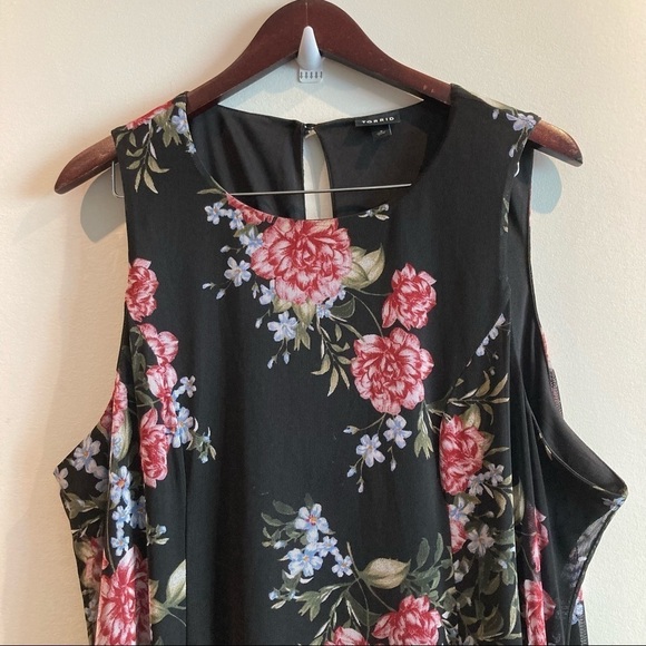 TORRID Sz 3 Floral Mesh Overlay Fully Lined Sleeveless  Midi Dress - Picture 2 of 13